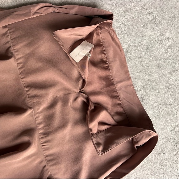 NWT Michelle Mason Silk Draped Ruffle Wrap Effect Mini Skirt Blush Tan Sz 4 - Picture 12 of 14